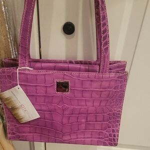 Dooney & Bourke Purple Croc-Embossed Shoulder Bag